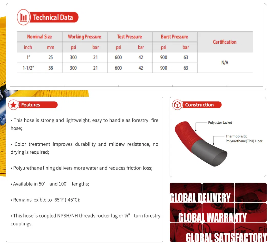 1.5inch TPU Liner Forestry Fire Hose