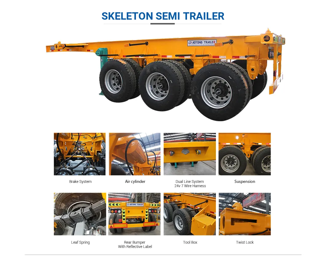 2/3/4 Axles Skeleton Container Semi Trailer/ 4 Axles Container Trailer