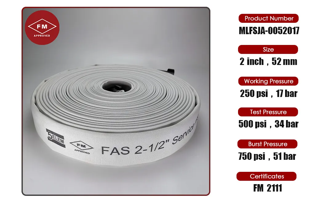 2" Fire Hose FM Approved Canvas Hose with EPDM/TPU Liner