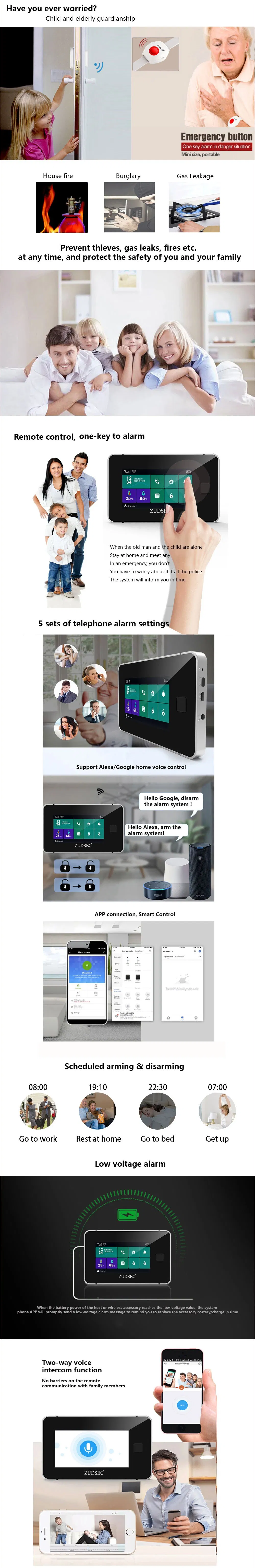 2021 Newest Fingerprint Smart Anti-Thief Intruder WiFi/GSM Burglar Wireless Home Security Alarm System with IP Camera