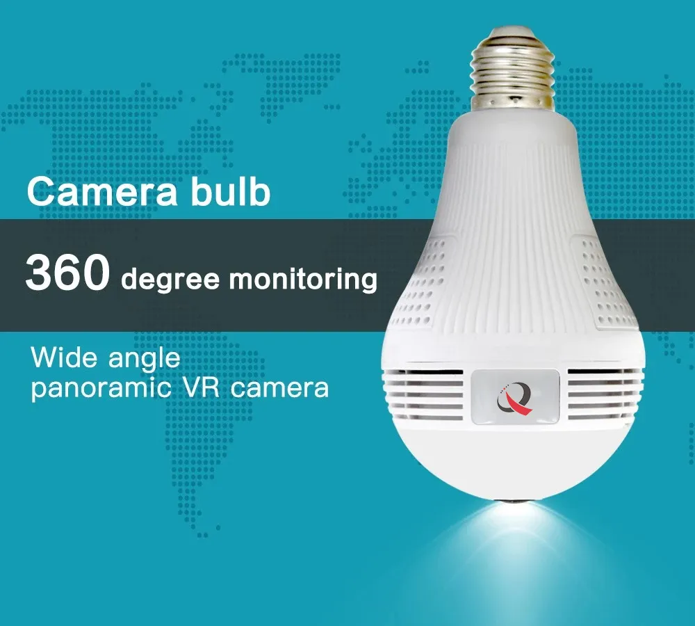 360 Degree Panoramic Onvif H. 265 1080P HD WiFi Bulb Camera WiFi Adjustable Bulb Camera