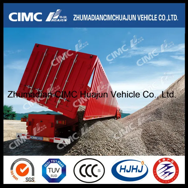 3axle Cimc Huajun Multifunctional Van-Type Side Dumping Semi Trailer