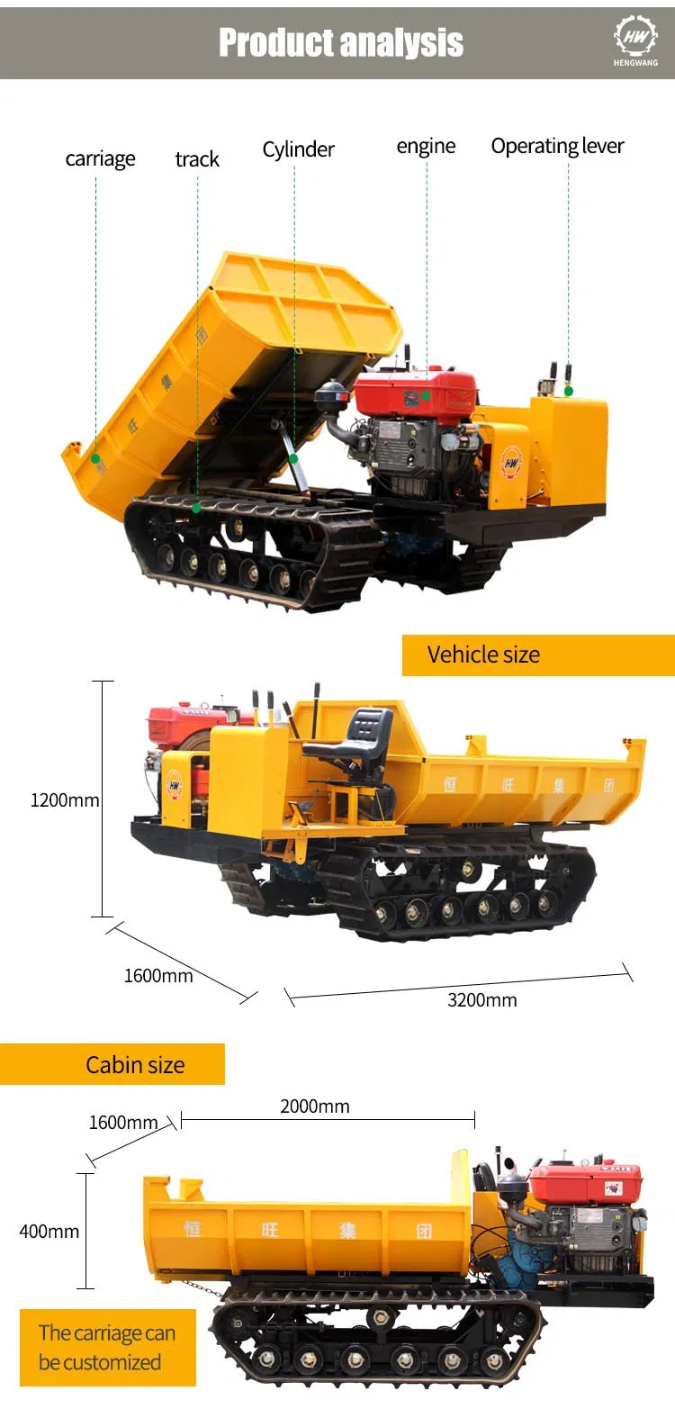 3ton Diesel Farm Construction Loading Dumper Truck