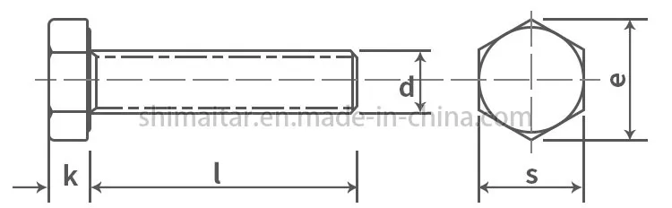 4.8 8.8 Grade DIN 933 GB5783 Threaded Standard M16X1.5mm Hot DIP Galvanized HDG SS316 Hexagon Head Bolt