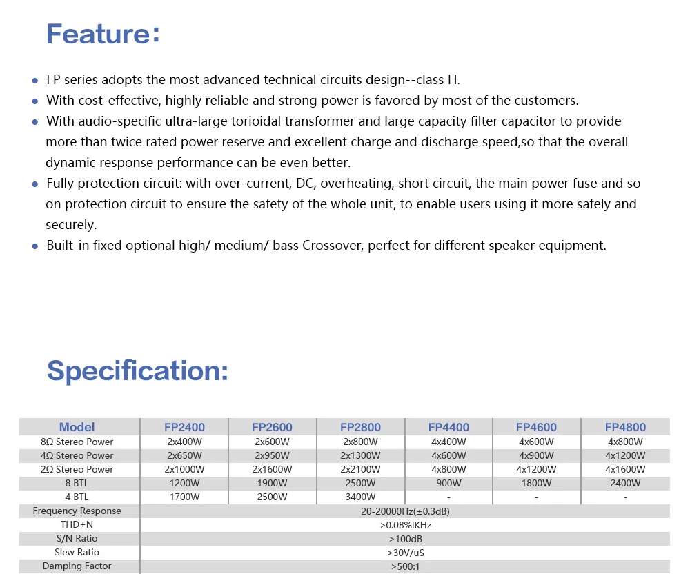 4 Channel Audio Amply Power Amplifier for PRO Audio Sound System