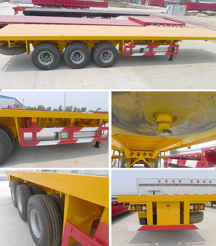 40 FT Tri-Axle Flatbed Container Truck Semi Trailer