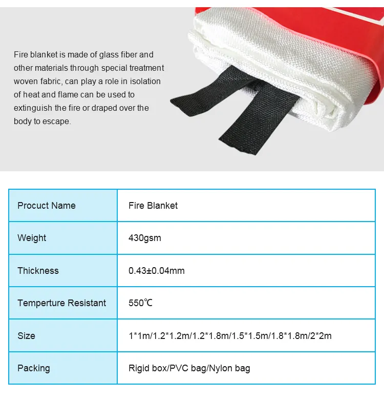 430G/M2 0.43mm Thickness Fire Resistant Emergency Survival En1869 Fire Blanket