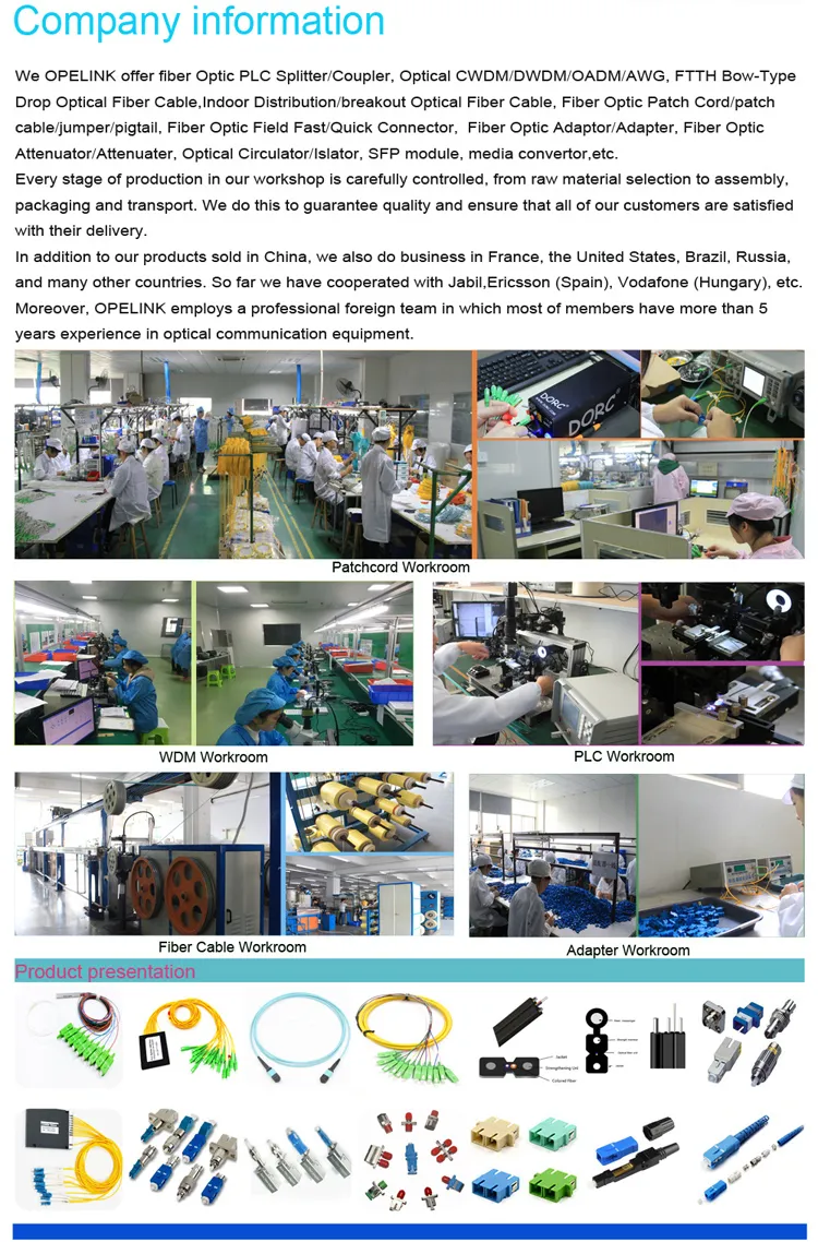 5.5X38mm G652D, G657A1 Mux /Demux 1-2m LC/FC/Sc/St/Mu RoHS Optical Fiber CWDM Manufacture