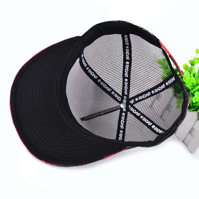 5 Panel Fashion Custom Checked Front Flat Brim Trucker Cap Embroidery Logo