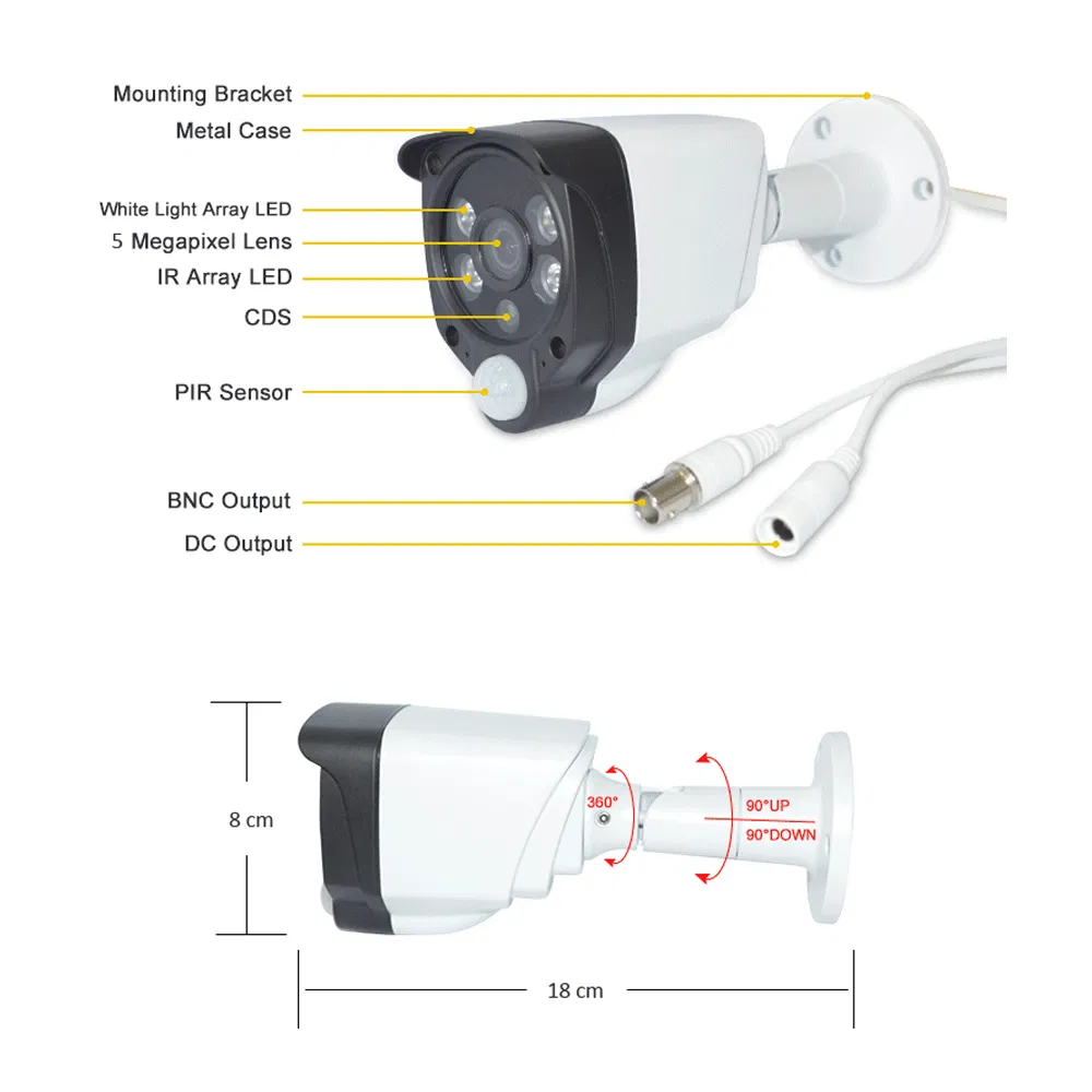 5MP 4 in 1 IR&White LED PIR Detection Camera