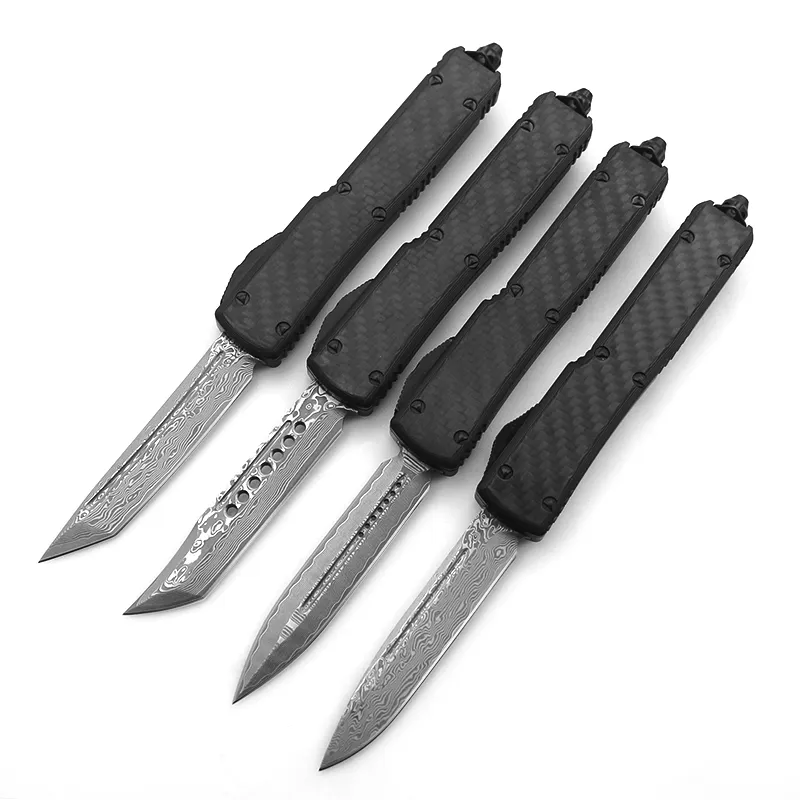 8.45 "Damascus Blade Otf-Ultratech Automatic Knife Ut70 Carbon Fiber Handle (Multiple Blade Styles Available)