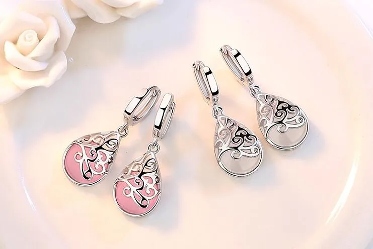 925 Sterling Silver Moonlight Opal Tears Totem Drop Earrings Gift (ESG11646)