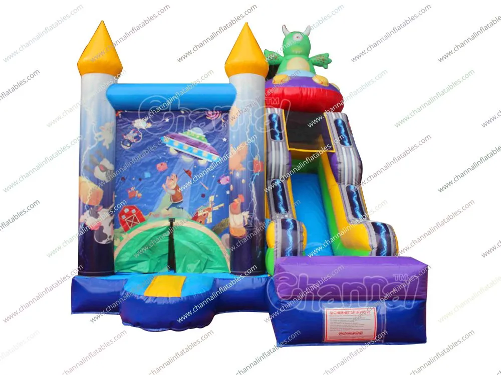 Alein Bounce Moonwalk Jumping Castle Inflatable Bouncer Slide Castle Combo for Kids