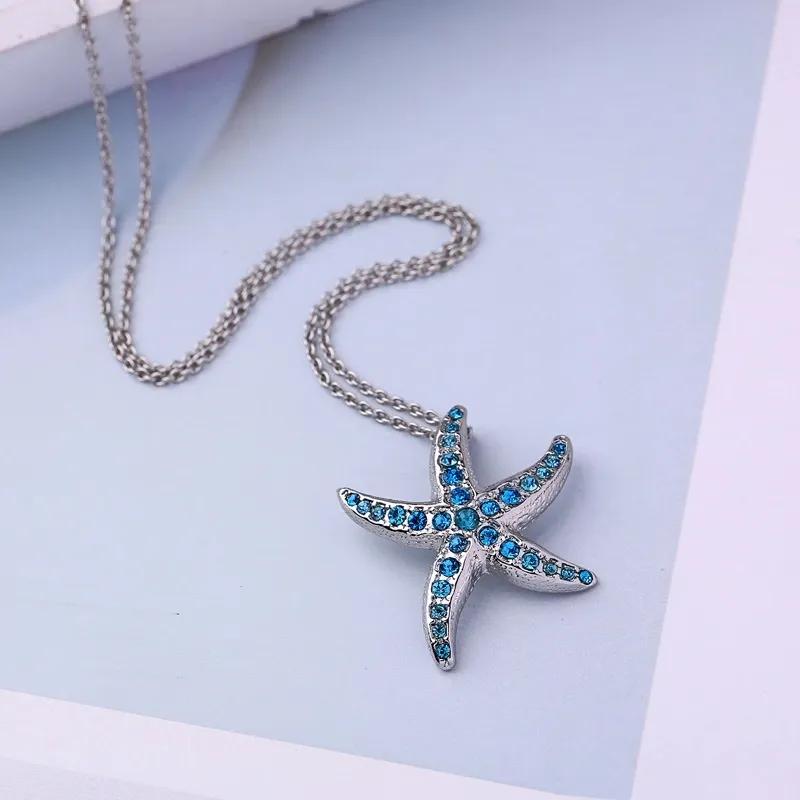 Alloy Diamond Pendant Beach Resort Starfish Necklace