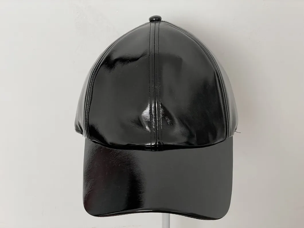 Bright PU Patent Leather Lined Lamb Down Fashion Bucket Hat