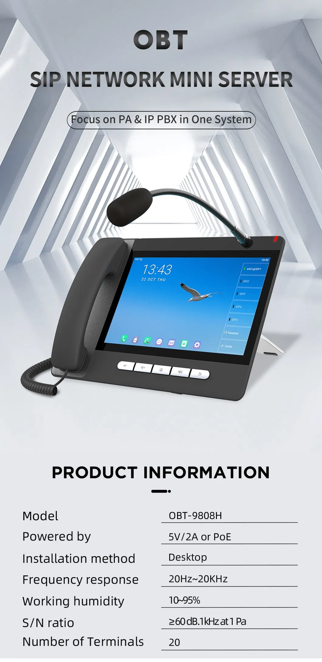 Broadcast Paging System SIP Network Intercom IP PA Telephone Console