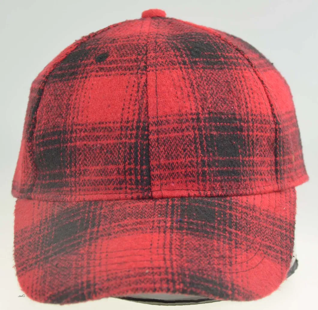 BSCI Winter Polyester Fleece Checked Ladies Baseball Cap