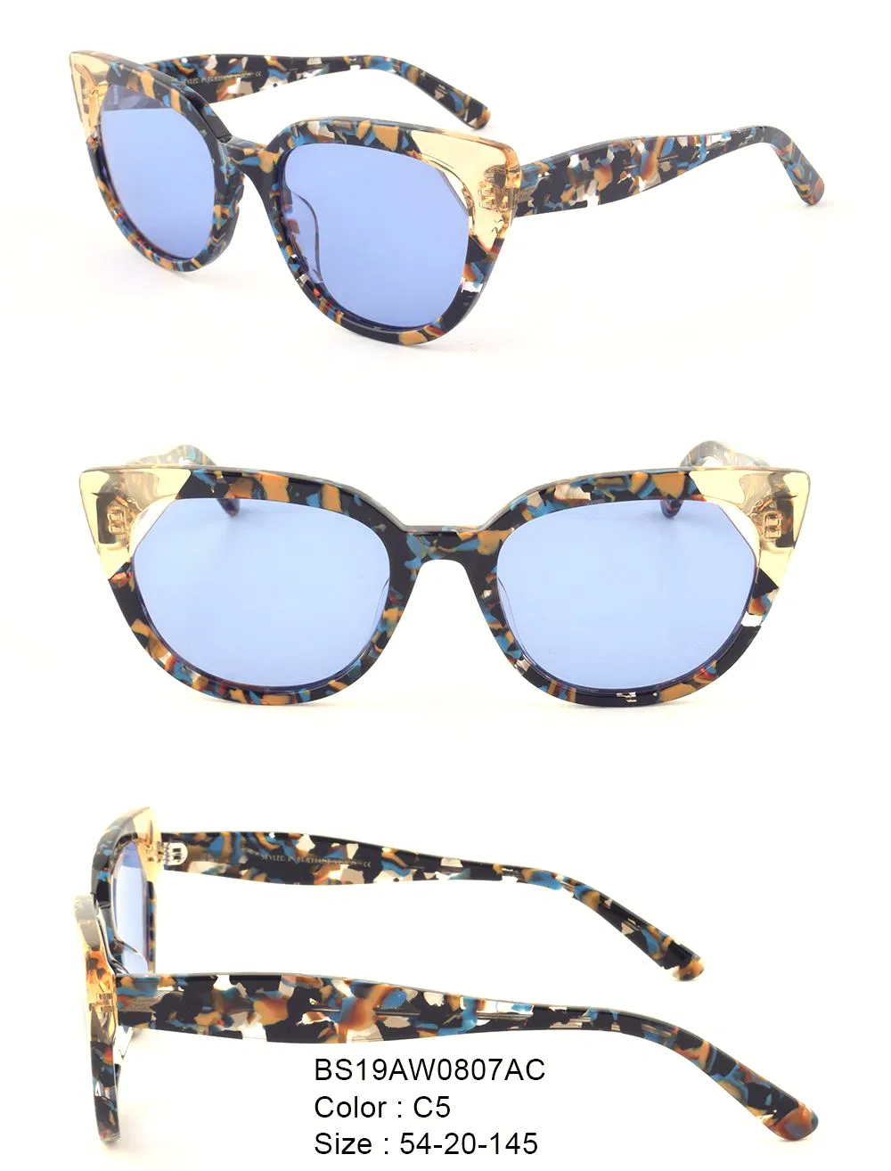 BV Light-Colored Sunglasses Unisex UV400 Fashion Sunglasses Business Style Acetate Sunglasses