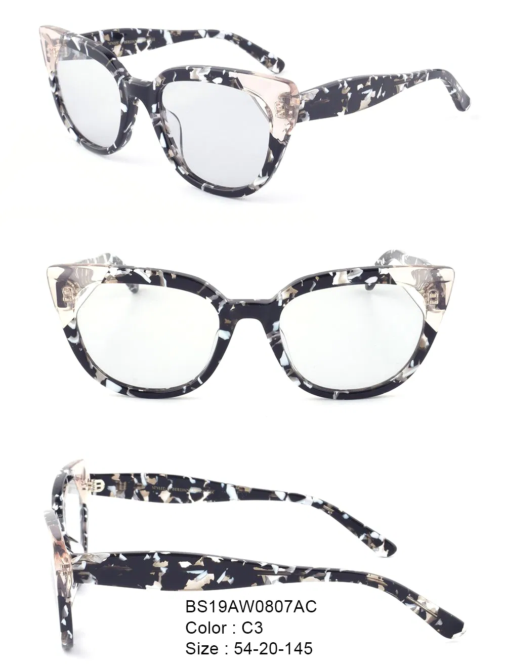 BV Light-Colored Sunglasses Unisex UV400 Fashion Sunglasses Business Style Acetate Sunglasses