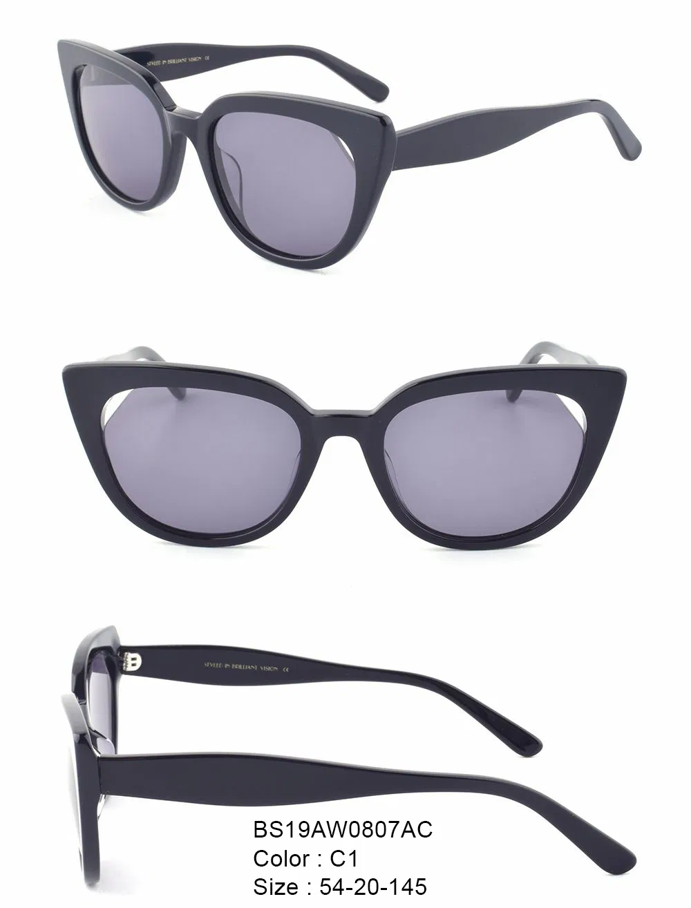 BV Light-Colored Sunglasses Unisex UV400 Fashion Sunglasses Business Style Acetate Sunglasses