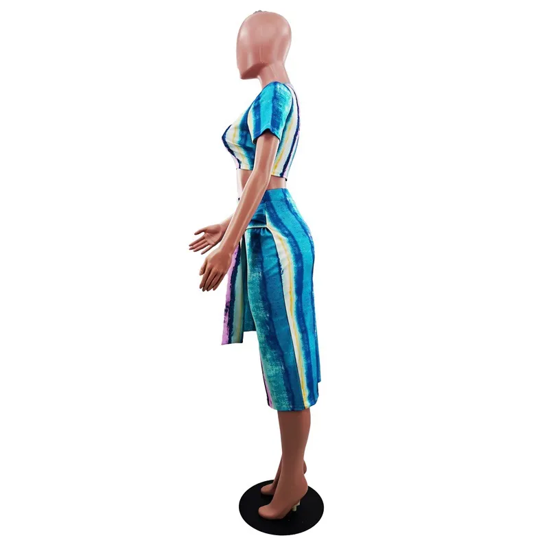 Casual Two Pieces Set Tie Dye Apparel Women Summer Dresses Ropa De Mujer