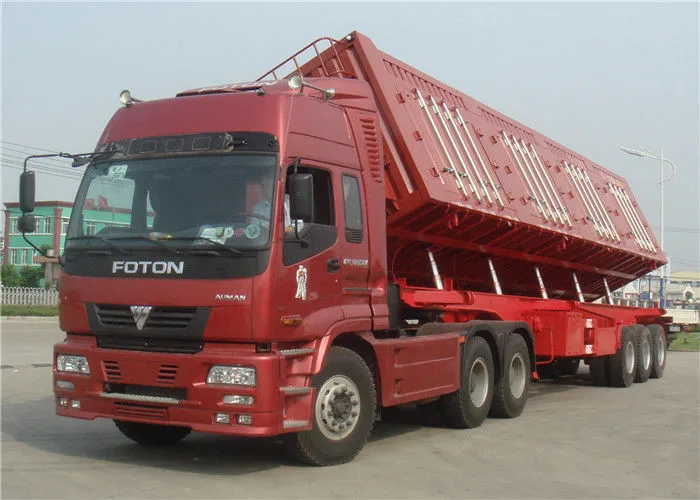 China 3 Axle 40 Tons Side Tipper Trailer Hydraulic Cylinder Container Semi Trailer