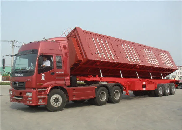 China 3 Axle 40 Tons Side Tipper Trailer Hydraulic Cylinder Container Semi Trailer