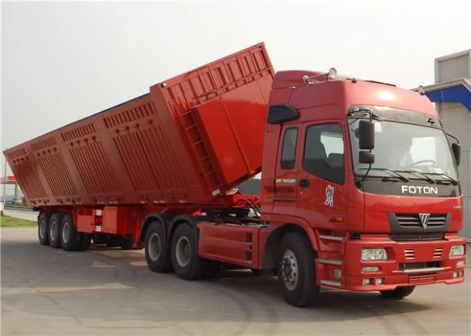 China 3 Axle 40 Tons Side Tipper Trailer Hydraulic Cylinder Container Semi Trailer