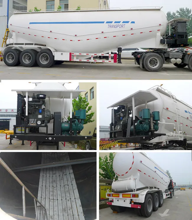 China Manufacturer Dry Bulk Cement Powder Tanker Trailer with Double or Single Chambers