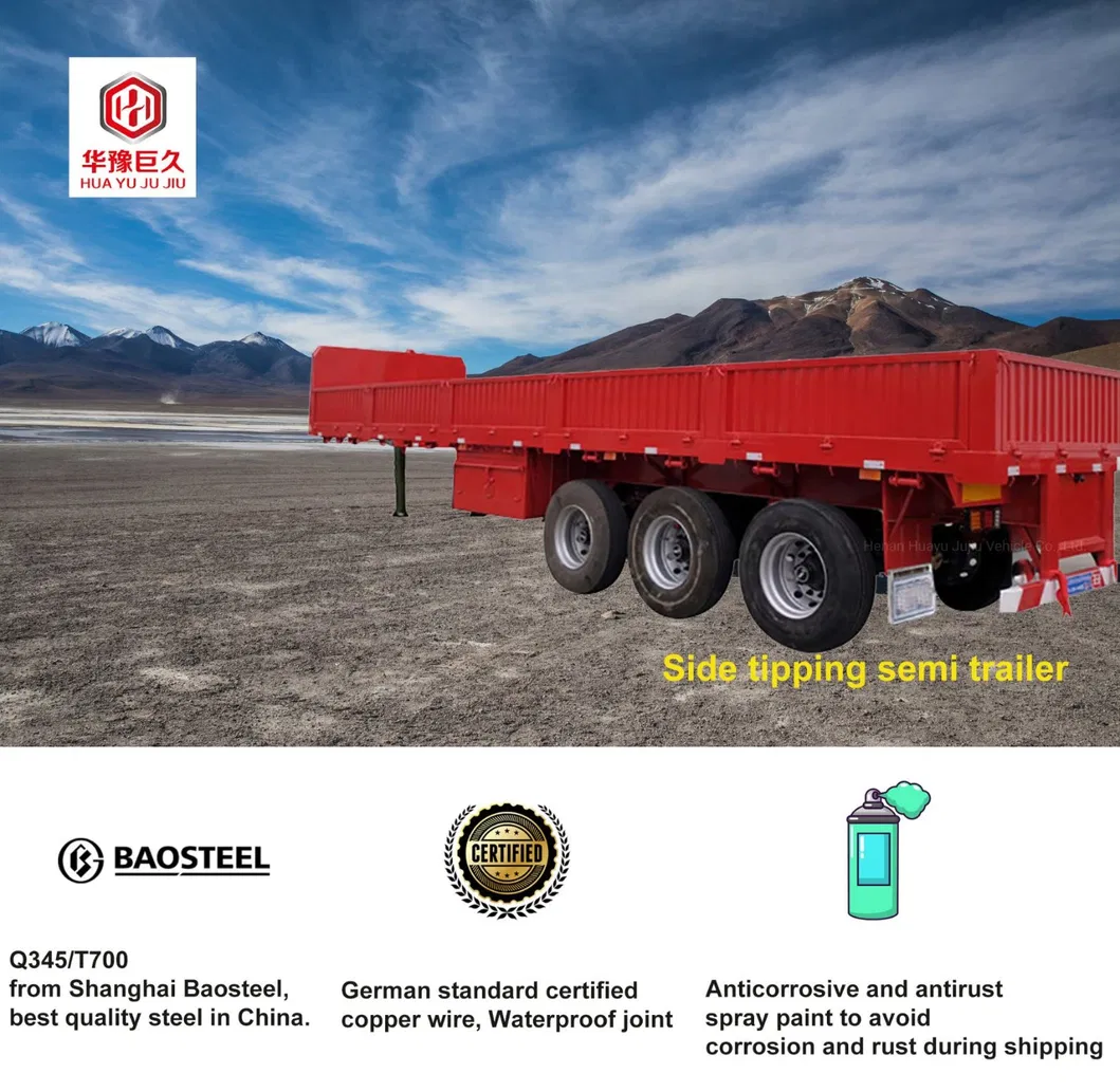 China Wholesale 3 Axles Dropside Board Bulk Grain Semi Truck Trailer
