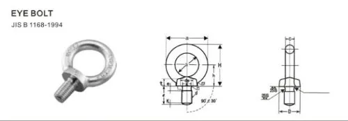 Chinese Manufacturer Hardware ISO9001 JIS 1168 Type Eye Bolt