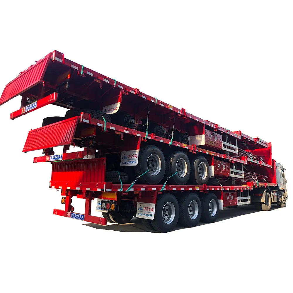 Cimc Huajun 3 Axle Stake Cargo Semi Trailer with Roof