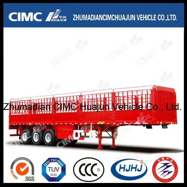 Cimc Huajun Double Stake Cargo Semi Trailer with Longitudinal Cover Stick