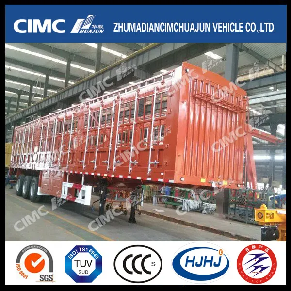 Cimc Huajun Double Stake Cargo Semi Trailer with Longitudinal Cover Stick