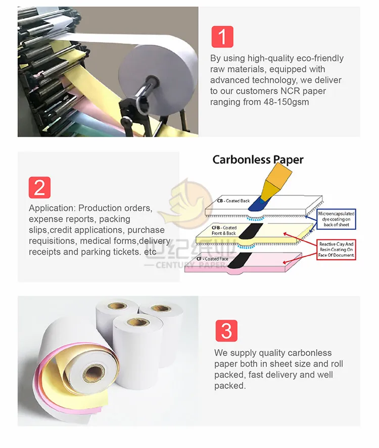 Color Packing Jhe Carbonless NCR Paper Roll