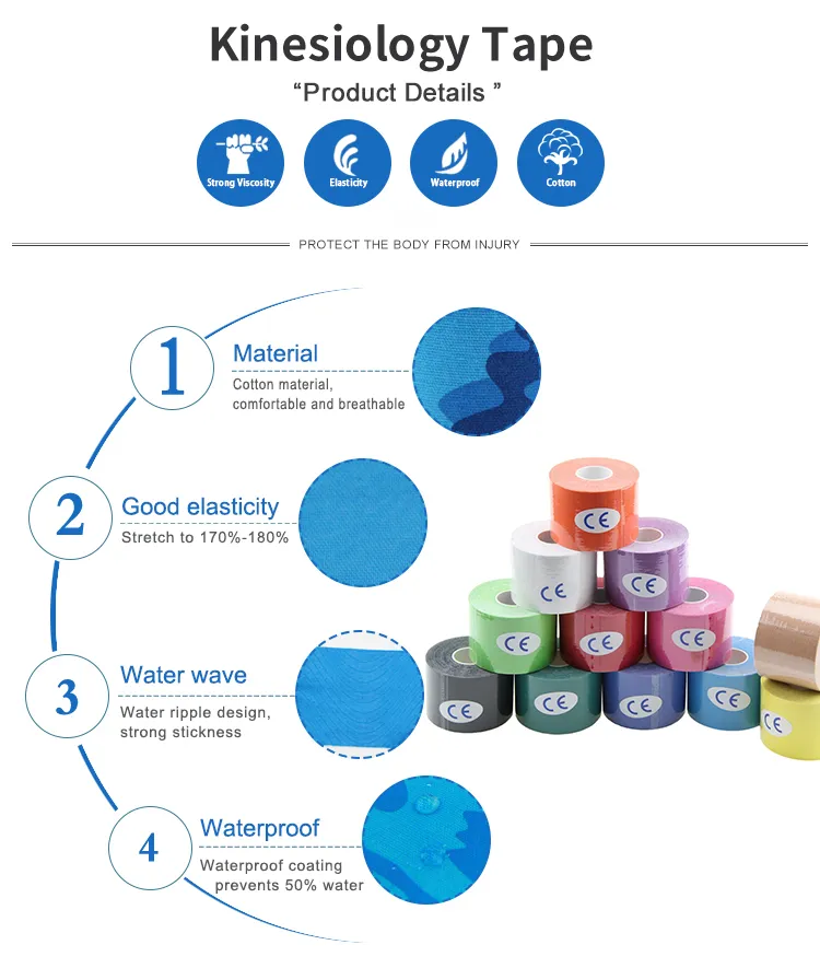 Discount Waterproof Physio Therapy Recovery Elastic Cotton 5cm X 5m Muscle Athletic Support Precut Kinesiology Sports Tape for Pain Relief