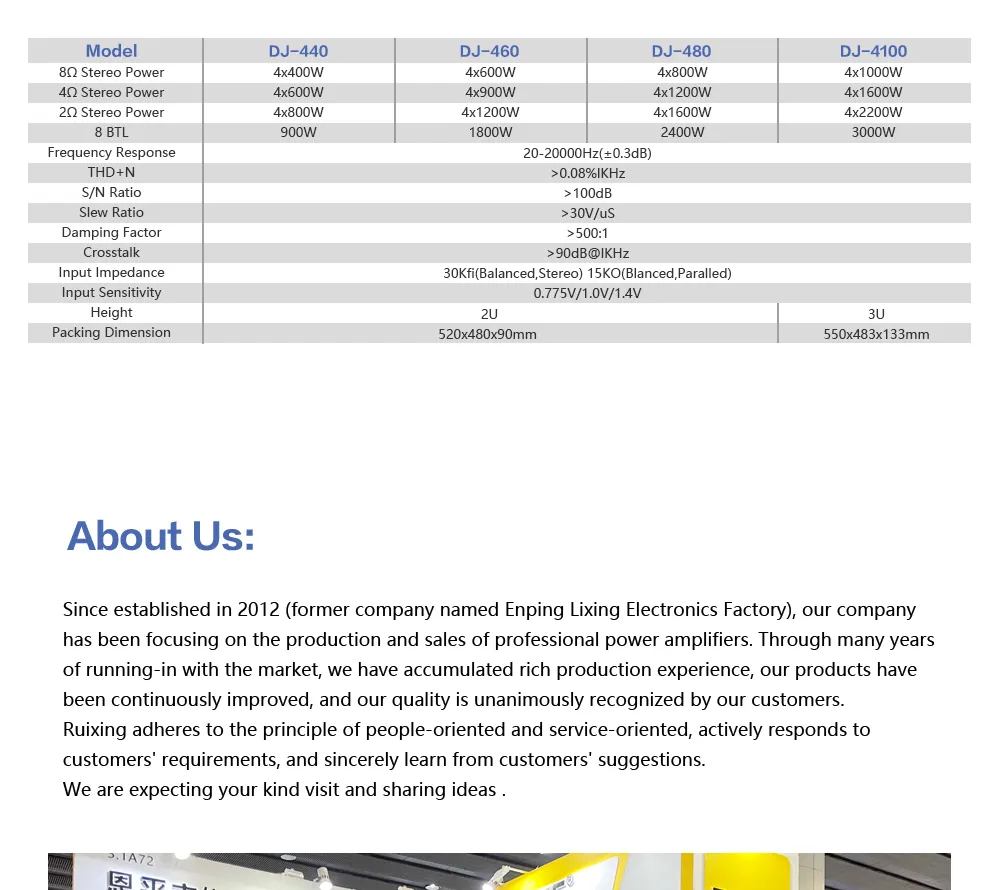 DJ-480 800W*4 Professional Audio Power Amplifier for Outdoor Performance