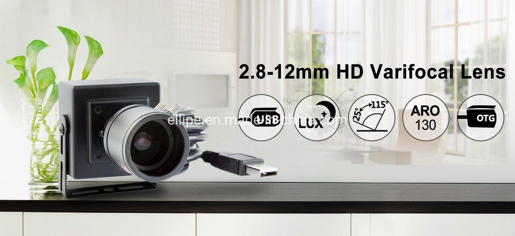 Elp 1280*720p Webcam CCTV USB Camera Module Mjpeg 30fps Ov9712 USB Camera with 2.8-12mm Varifocal Lens