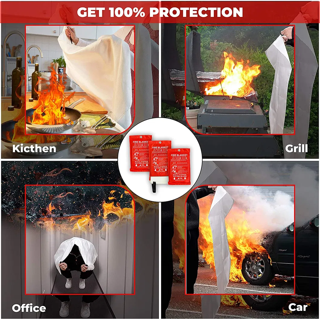 Emergency 100% Fiberglass Fireproof Fire Blanket Waterproof