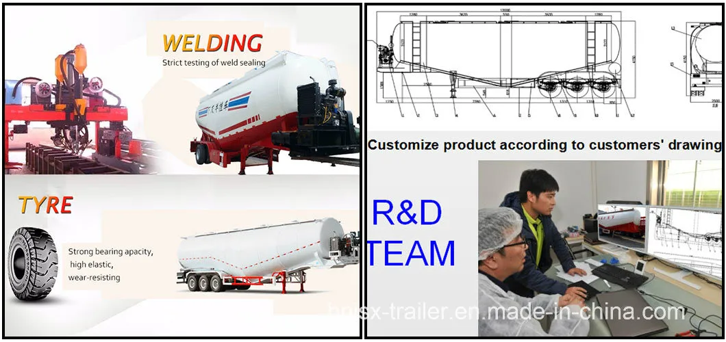 Famous Brand 35-65cbm Flour Truck Bulk Cement Semi-Trailer / Powder Tank Semi-Trailer with Good Price