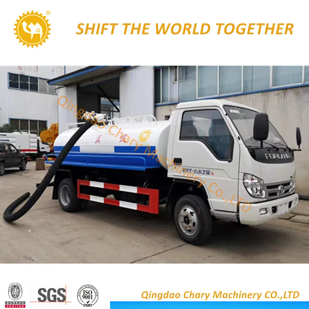 Foton 4X2 4cbm High Presure Sewage Suction Sludge Vacuum Tanker/ Cleaning Fecal Truck