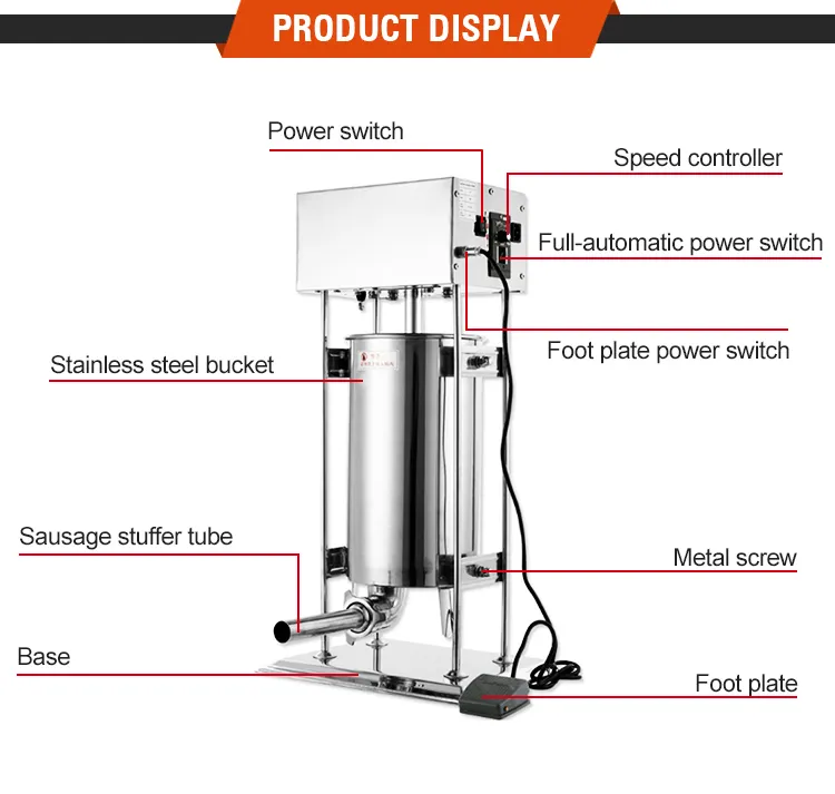 Good Quality Industrial Sausage Stuffer Vegetarian 15L Sausage Casing Making Machine
