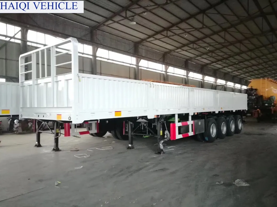 Haiqi Brand Top Quality 3 Axles 50tons High Bed Cargo Semi Trailer