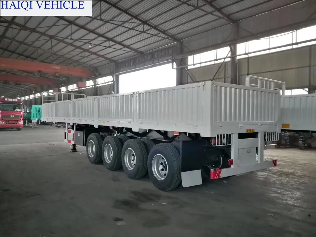 Haiqi Brand Top Quality 3 Axles 50tons High Bed Cargo Semi Trailer