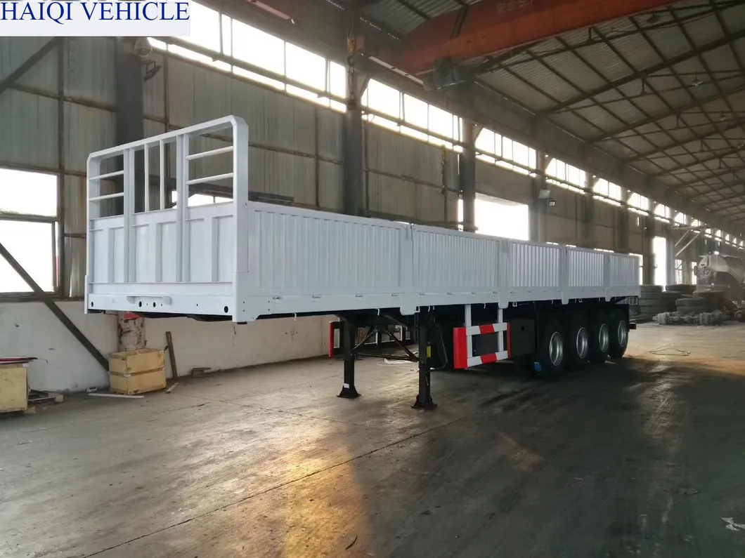 Haiqi Brand Top Quality 3 Axles 50tons High Bed Cargo Semi Trailer