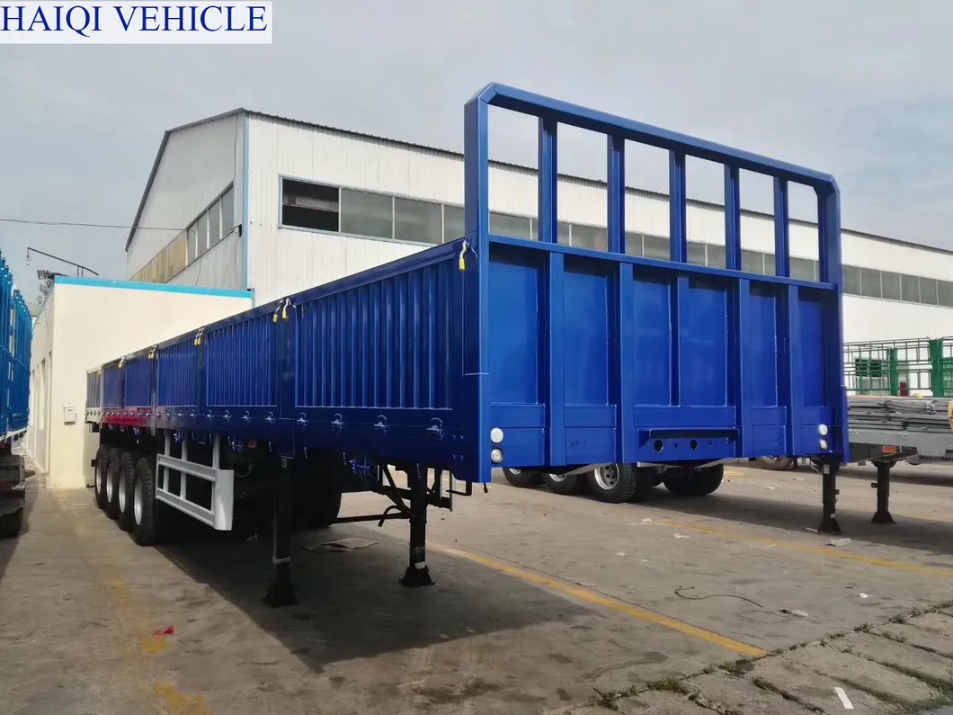 Haiqi Brand Top Quality 3 Axles 50tons High Bed Cargo Semi Trailer