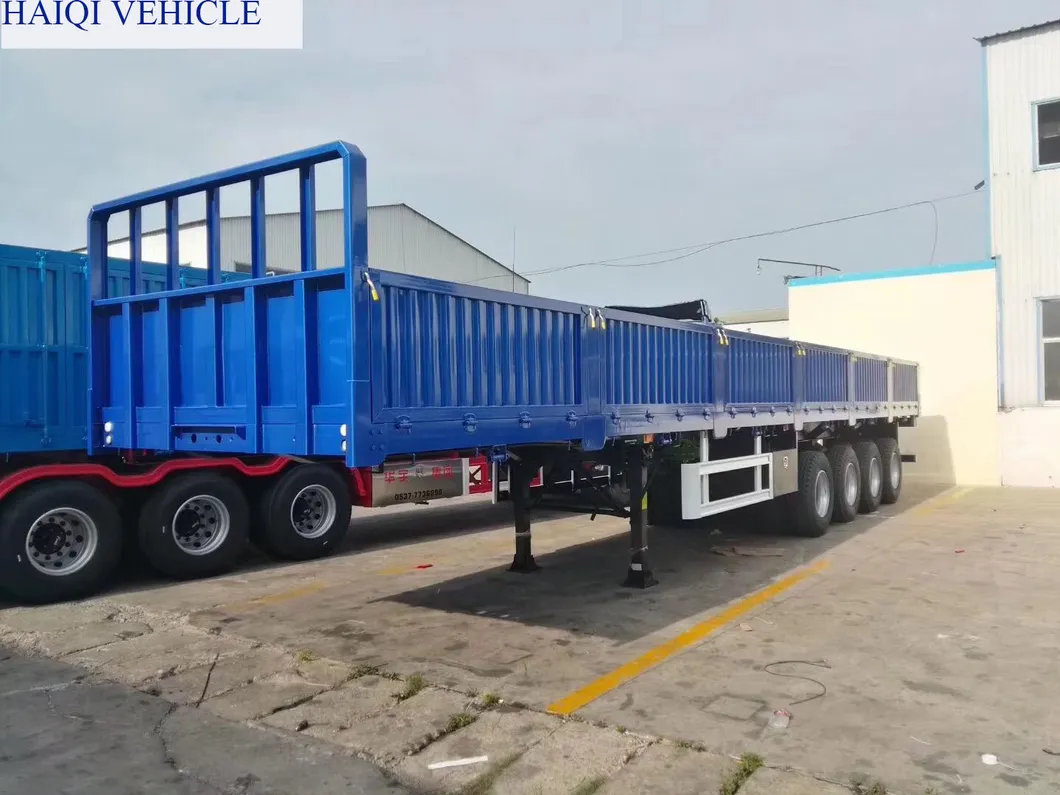 Haiqi Brand Top Quality 3 Axles 50tons High Bed Cargo Semi Trailer