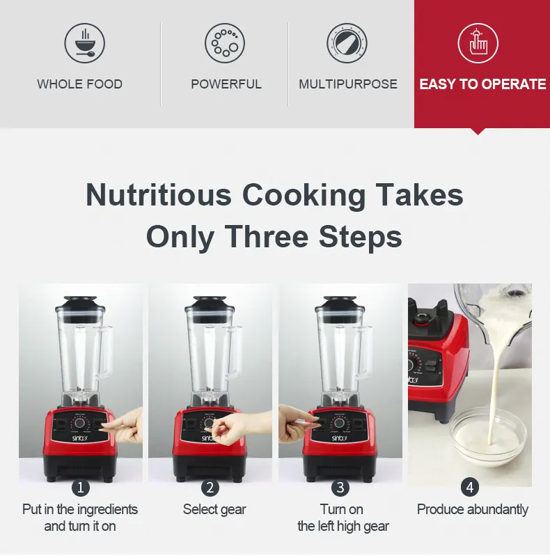 High Power Beauty 6 Blades Plastic/Glass Bottle Crushed Ice Blender Food Processors