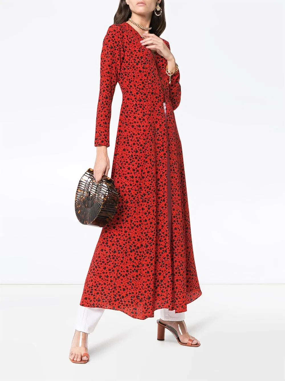 High Quality Women Cheetah Print Silk Maxi Robe Dresses
