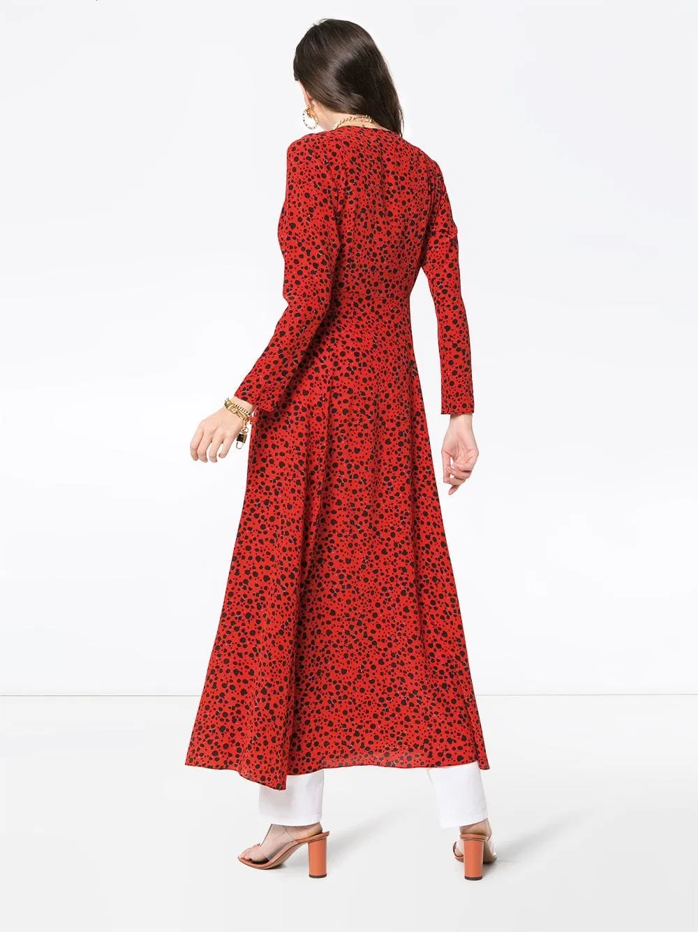 High Quality Women Cheetah Print Silk Maxi Robe Dresses